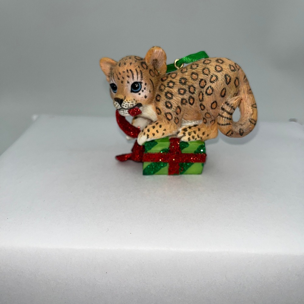 Baby Danbury Mint Animal Ornaments Leopard Tan Gift Box Christmas Holiday Decor